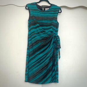 R&K Originals Blue & Brown Striped Knit Sheath Dress with Side Tie